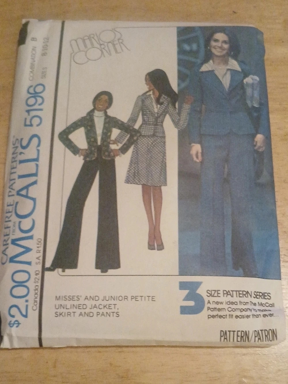 1976 Vintage McCall's 5196 Sewing Pattern Marlos Corner Jacket Skirt Pants